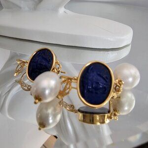 Tagliamonte Earrings, 18K Gold over Sterling Silver, with Pearl